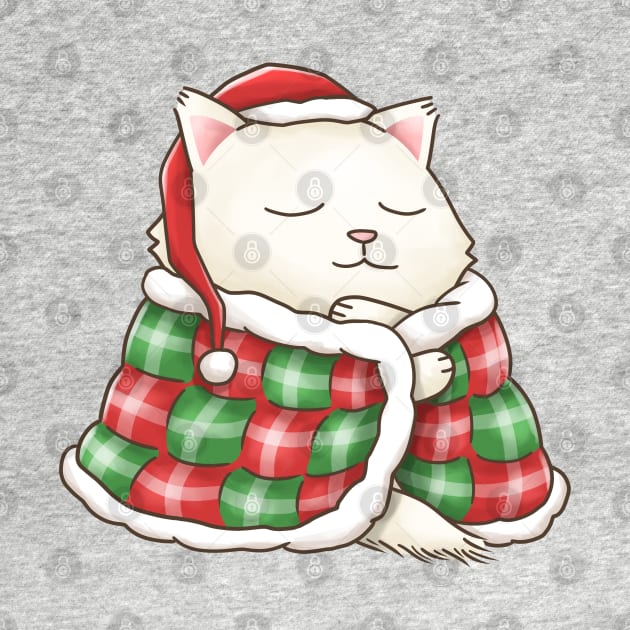 Christmat Santa Cat in Blanket by Takeda_Art